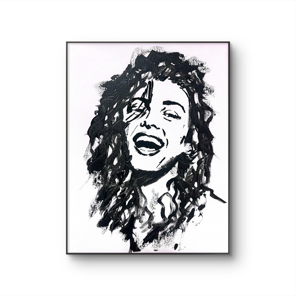 Papa Diouf Original Painting Woman Silhouette Modern Art Black 11x14 New